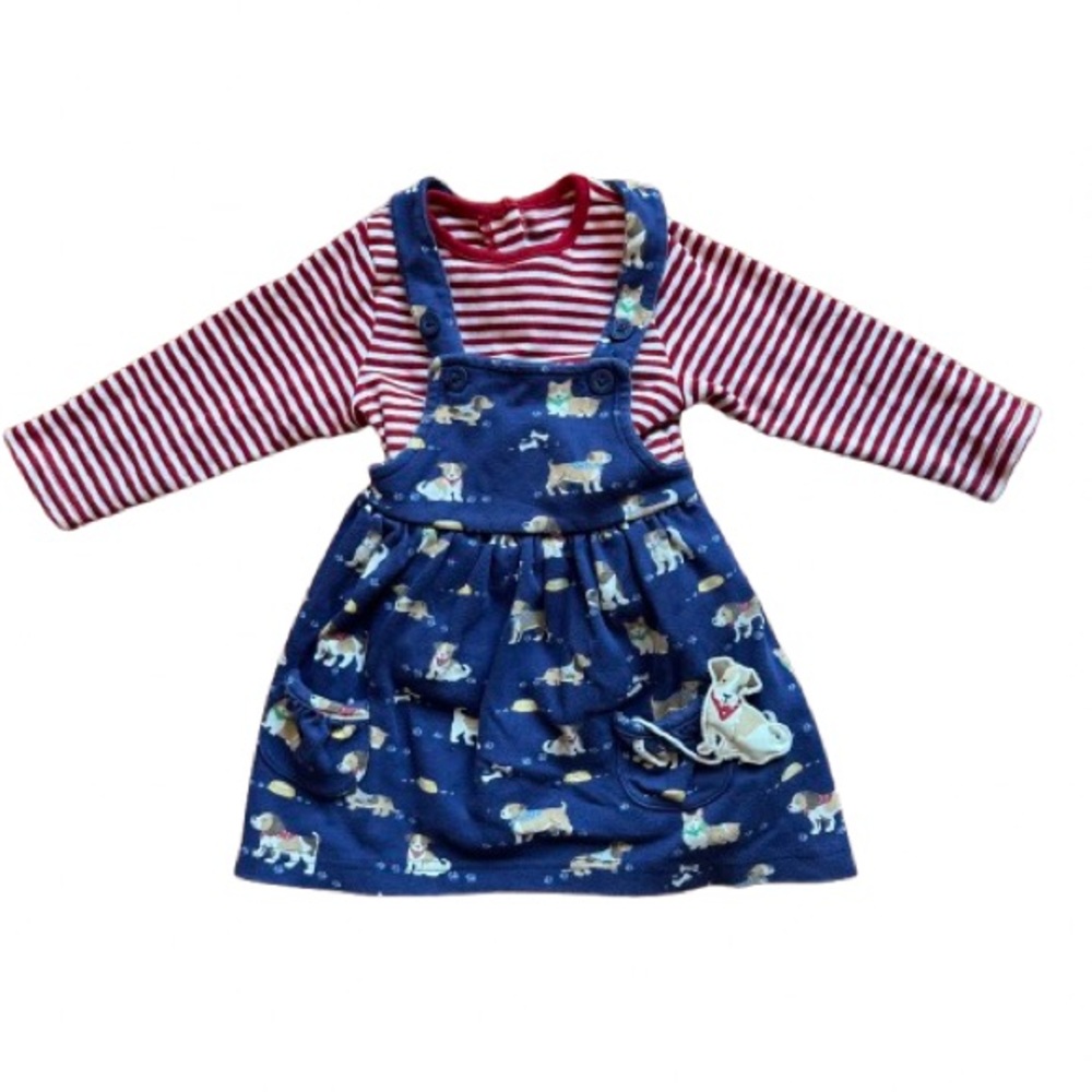 Jojo Maman Bebe two piece puppy pinafore